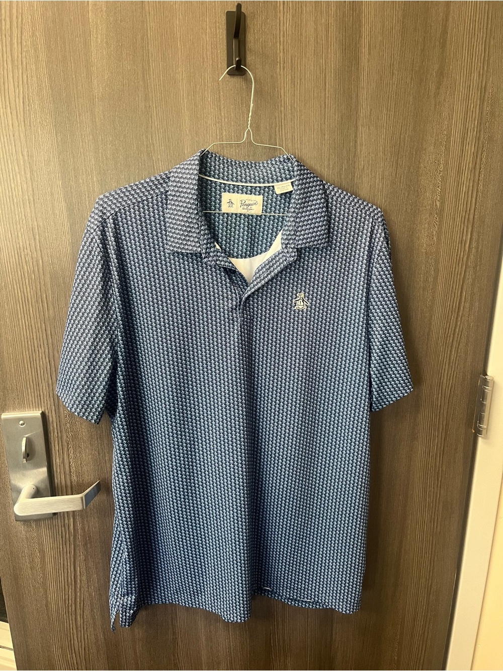 Original Penguin Blue Micro-Pattern Polo—XL
